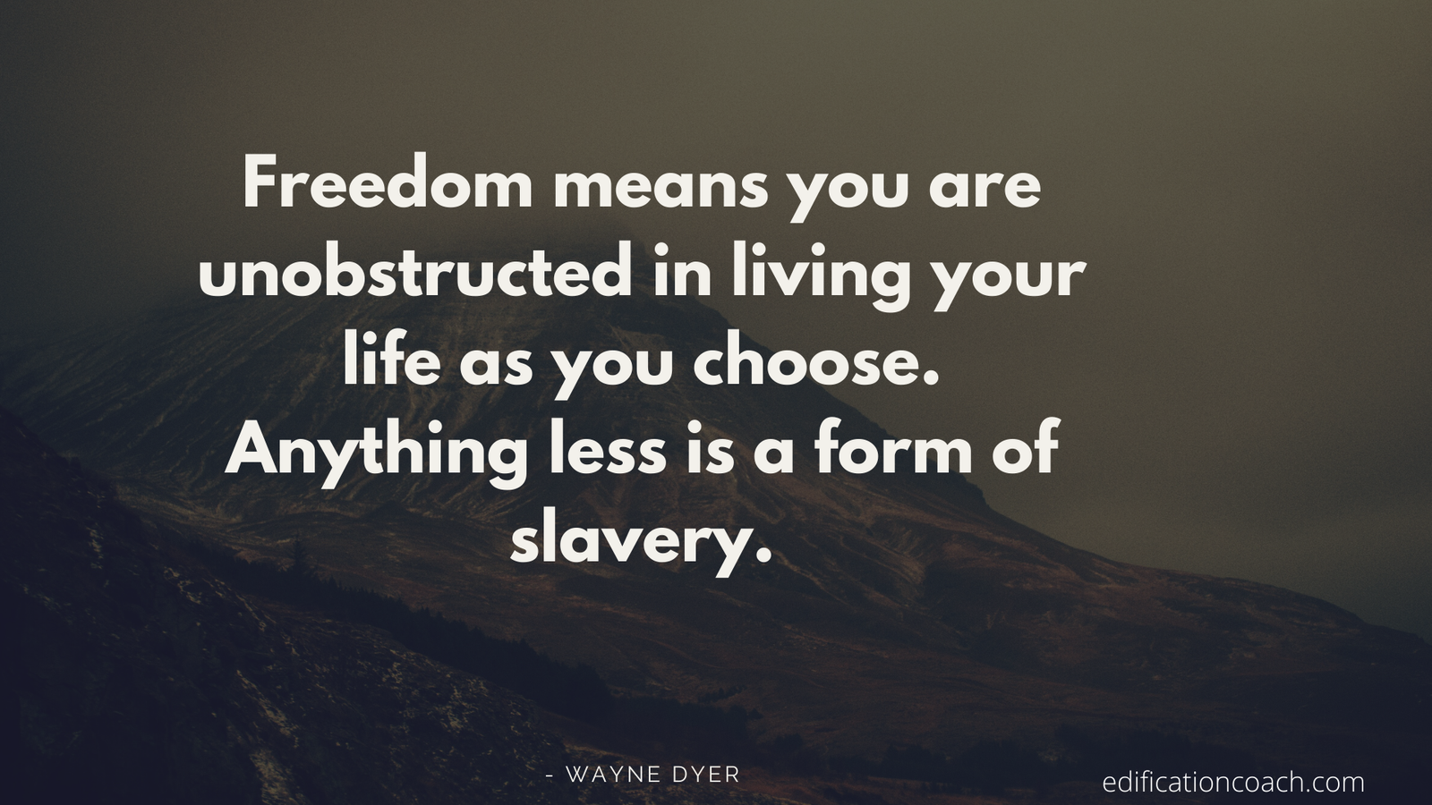 2Freedom means you are unobstructed in living your life as you choose. Anything less is a form of slavery.